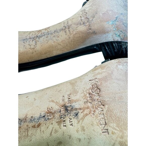 Yves Saint Laurent Black Leather Sandals With Knotted Rive Gauche Design- LT3291 - Picture 9 of 9